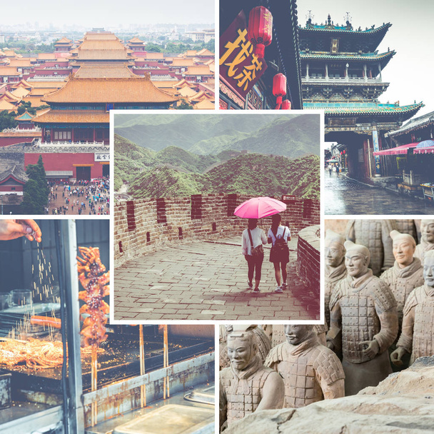 Collage di popolari destinazioni turistiche in Cina. Backgro di viaggio
 - Foto, immagini