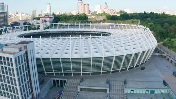Evening cityscape aerial view of Kiev Olympic Stadium June 2019 - Video, Çekim