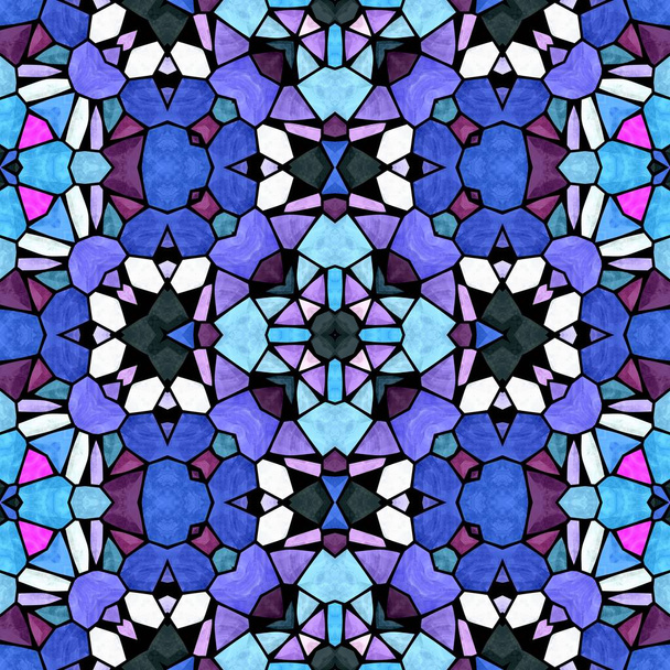 mosaic kaleidoscope jewel seamless pattern texture background - blue purple pink colored with black grout - Photo, Image