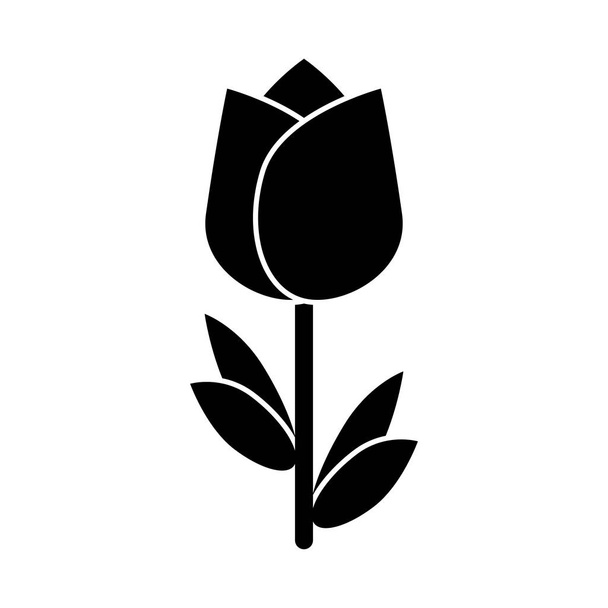 black tulip icon, flower, vector illustration - Vector, Image