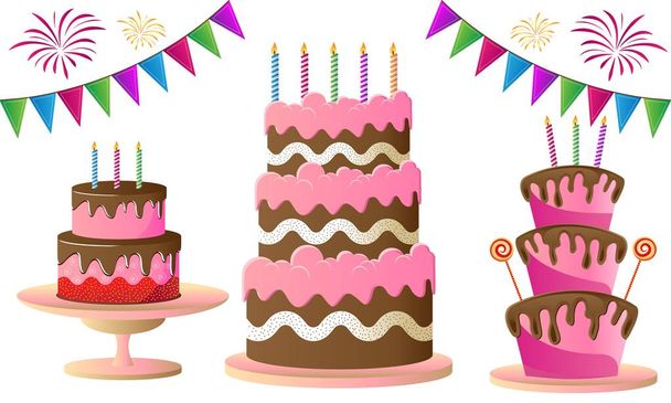 Gâteau d'anniversaire pour célébrer avec des éléments décoratifs
 - Vecteur, image