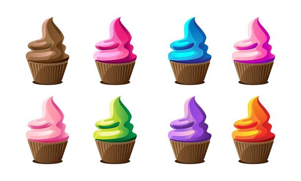színes Cupcakes az ünneplésre - Vektor, kép