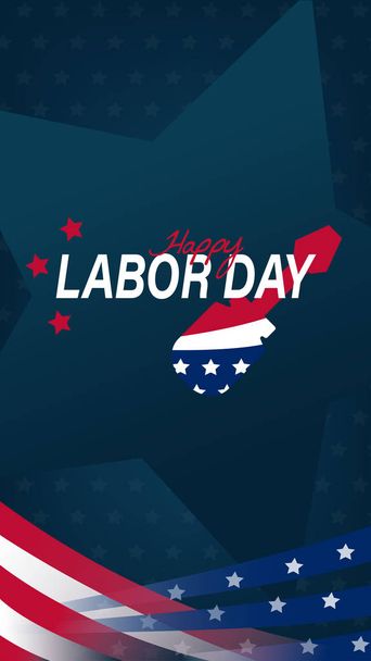 Happy Labor Day voor mobiele telefoon scherm ontwerp. USA Labor dag verticale textuur achtergrond. Happy Labor Day vakantiebanner met vlag van de Verenigde Staten.  - Vector, afbeelding
