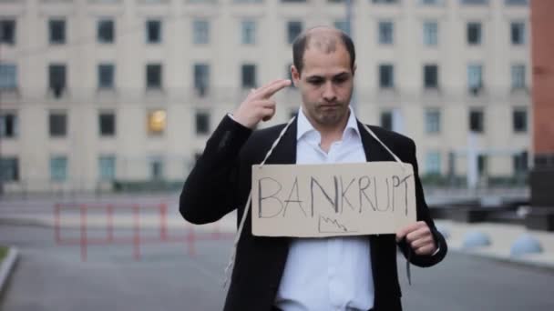 businessman bankrupt   failure unemployed broke - Video, Çekim