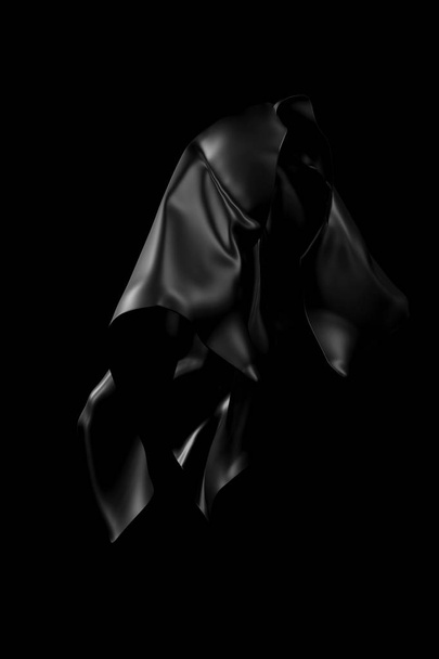 Light and shadow of fabric ghost in the darkness. 3D rendering. - Photo, Image