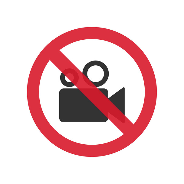 Καμία βιντεοκάμερα δεν υπογράφει. Χωρίς εγγραφή κόκκινου συμβόλου απαγόρευσης. Απεικόνιση διανυσματικών φορέων - Διάνυσμα, εικόνα
