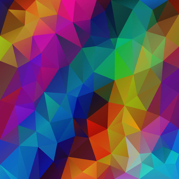 vector abstract irregular polygon square background - triangle low poly pattern - neon full spectrum multi color rainbow - Vector, Image
