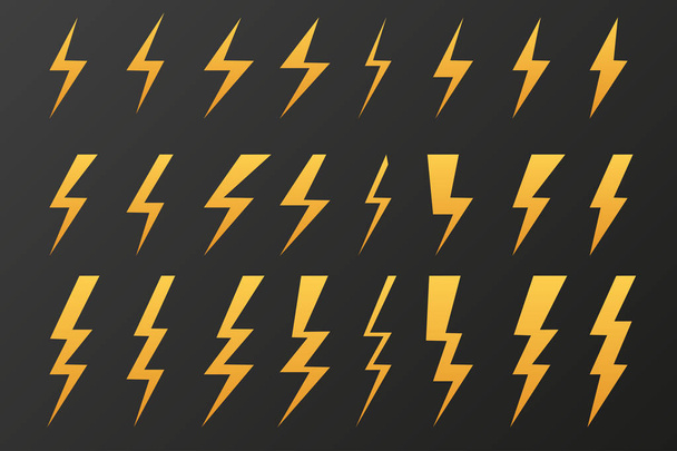 set of thunder flashes dark background vector - Vector, Image