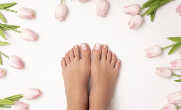 Female feet and hands. Spa time. - Photo, Image