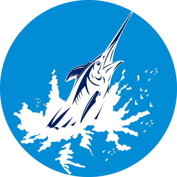 Blauer Marlin Schwertfisch springt - Vektor, Bild