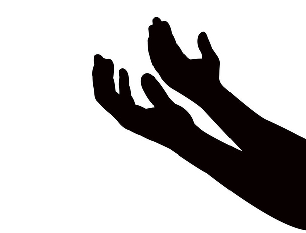 προσευχή χέρια σιλουέτα διάνυσμα - Διάνυσμα, εικόνα