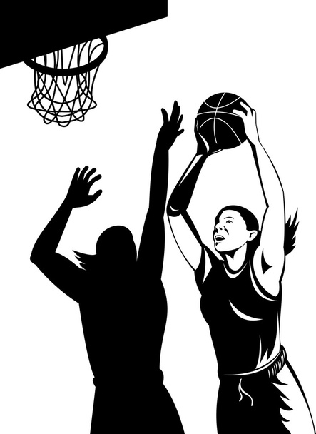 Jugador de baloncesto colocando pelota
 - Vector, Imagen
