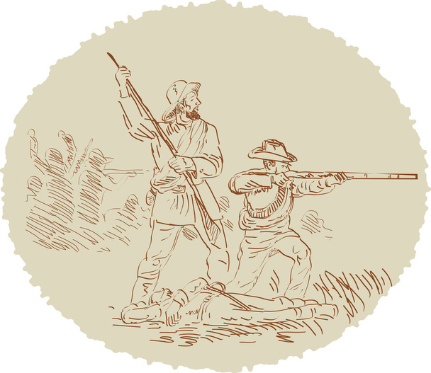 Amerikanischer Bürgerkrieg Konföderierte Soldaten kämpfen - Vektor, Bild