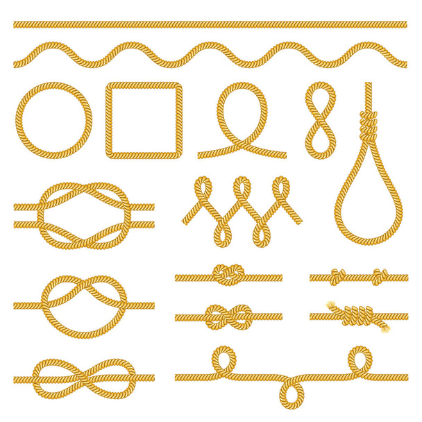 Cuerda nudos iconos foto realista vector conjunto
 - Vector, Imagen