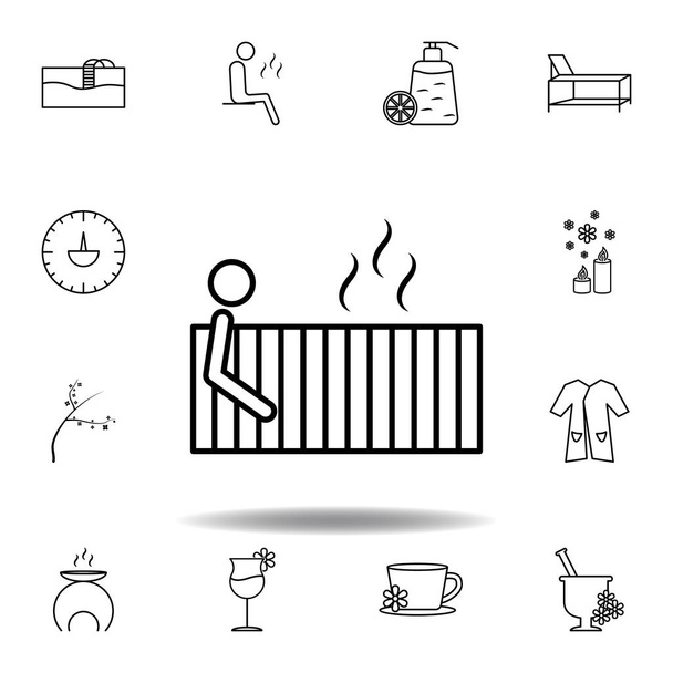 persona en sauna spa, icono del esquema de calefacción. Conjunto detallado de spa y relajante icono ilustraciones. Puede ser utilizado para web, logotipo, aplicación móvil, interfaz de usuario, UX
 - Vector, Imagen
