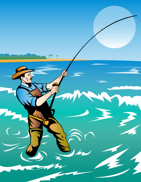 Fishing Logo Design. Fisherman Caught A Fish From The Freshwater With His  Fishing Rod. Royalty Free SVG, Cliparts, Vectors, and Stock Illustration.  Image 115676922.