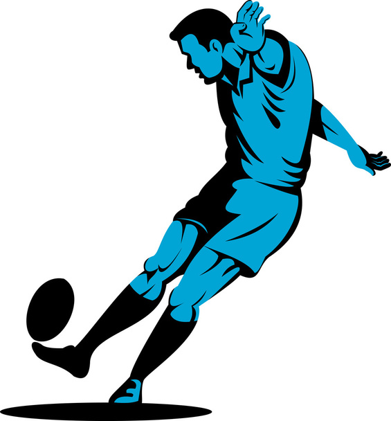 Rugby-Spieler kickt den Ball - Vektor, Bild
