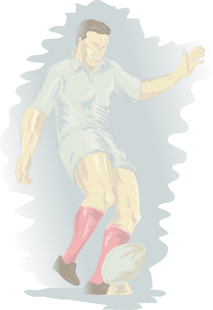 rugby player kicking the ball - Vector, Image