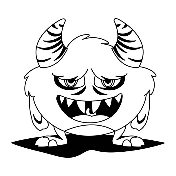 grappig monster met hoorns Comic karakter - Vector, afbeelding
