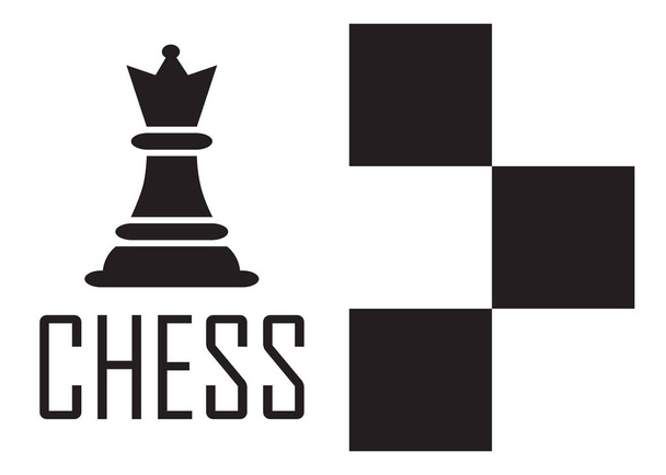 チェッカーボード付きチェスロゴコンセプト。チェスベクトルイラスト。黒チェスアイコン. - ベクター画像