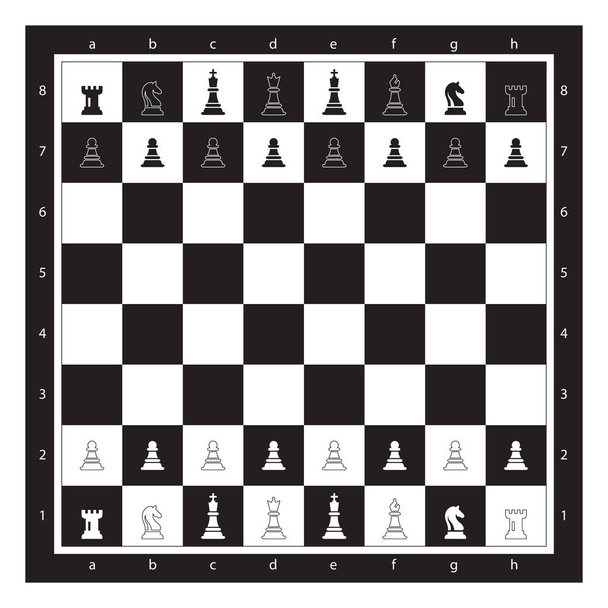 Quadro de xadrez preto e branco com figura de xadrez notação algébrica. Xadrez Game Vector ilustração
. - Vetor, Imagem