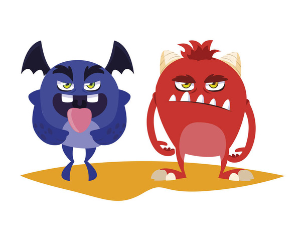 divertidos monstruos personajes cómicos colorido
 - Vector, imagen