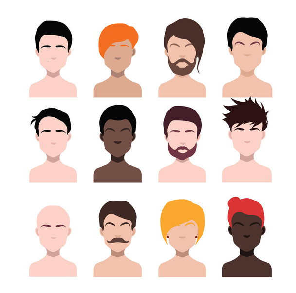 Large set of black hair styling icons for women and men. Vector illustration  - Vector, Image