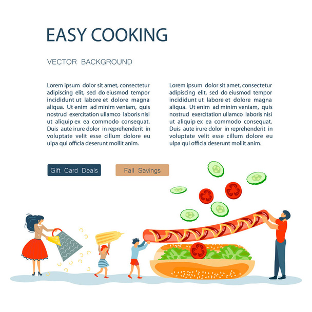 Easy cooking landing page website template - Vector, Image