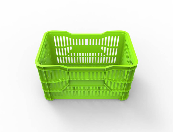 representación 3d de una caja de almacenamiento de plástico apilable aislada en fondo blanco
. - Foto, Imagen