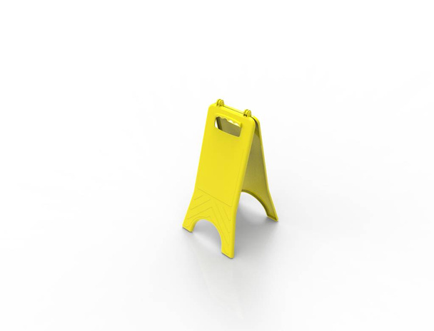 3D рендеринг пустой желтый влажный знак пола изолированы в белом фоне
 - Фото, изображение