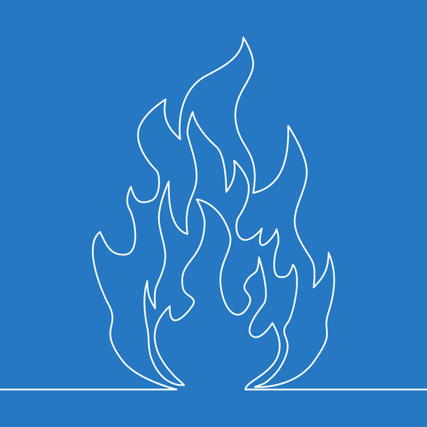 Continuous one line drawing fire icon concept - Vector, Image