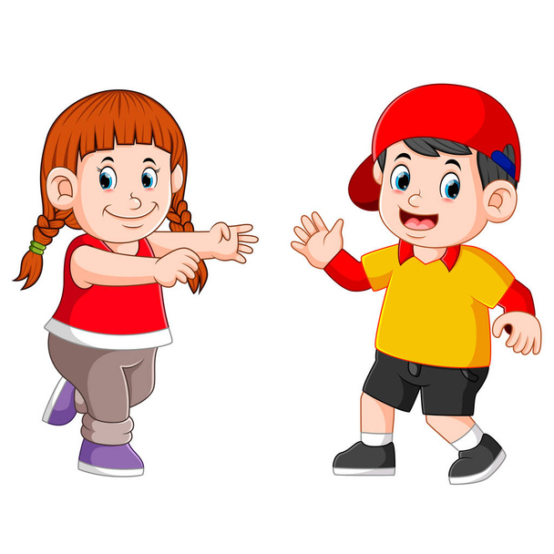  the children are dancing together with the happy face - Vector, Image