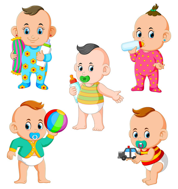 la collecte des activités du bébé dans les différentes poses
 - Vecteur, image