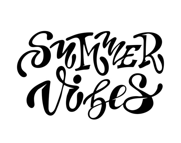 Summer vibes - hand drawn doodle lettering poster banner art - Vector, Imagen