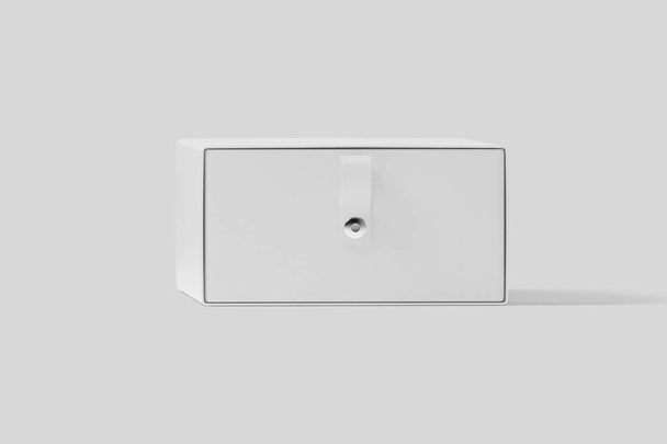 Pacchetto realistico Cartone Cassetto scorrevole Box Falsificare con nastro tirare su sfondo grigio chiaro.rendering 3D.Vista superiore.Alta risoluzione
 - Foto, immagini