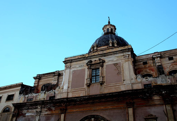Piazza Pretoria veya Piazza della Vergogna, Palermo, Sicilya'nın panoramik manzarası - Fotoğraf, Görsel