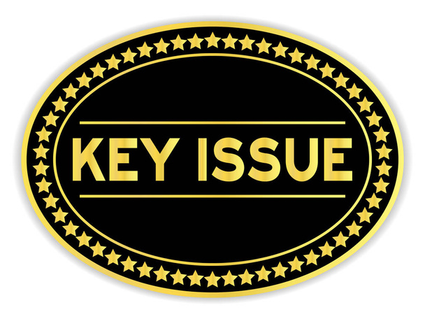 Black and gold color sticker in word key issue on white background - ベクター画像