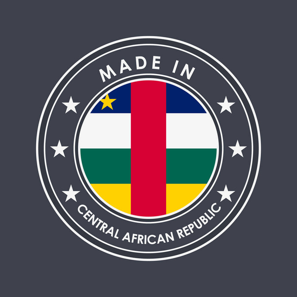 Orta Afrika Cumhuriyeti bayrağı. Ülke Adı olan Yuvarlak Etiket  - Vektör, Görsel