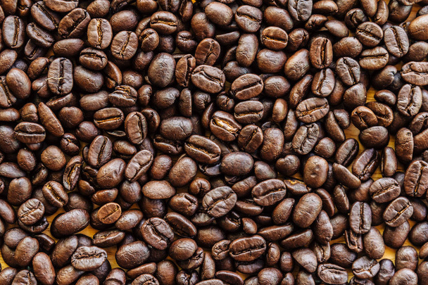 top view, Roasted coffee beans background, full frame  - Photo, Image