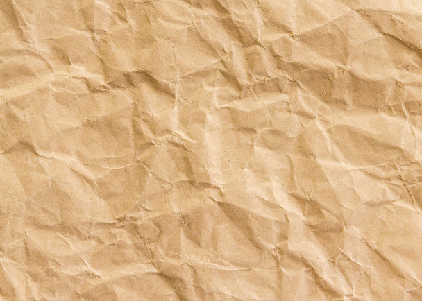 Bruine rimpel Recycle papier blad achtergrond, kopieer ruimte - Foto, afbeelding