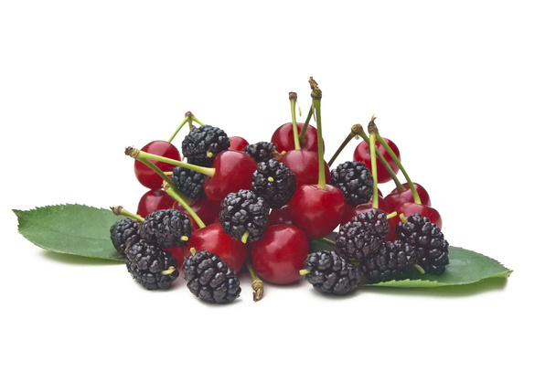 Sweet cherries and mulberries - Φωτογραφία, εικόνα