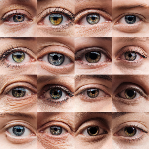 異なる色の人間の美しい目とコラージュ ロイヤリティフリー写真 画像素材