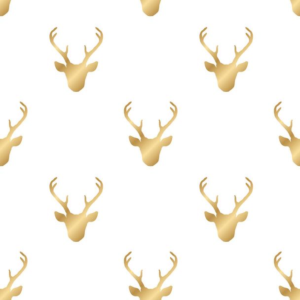 Seamless pattern with golden deer heads - Vektori, kuva
