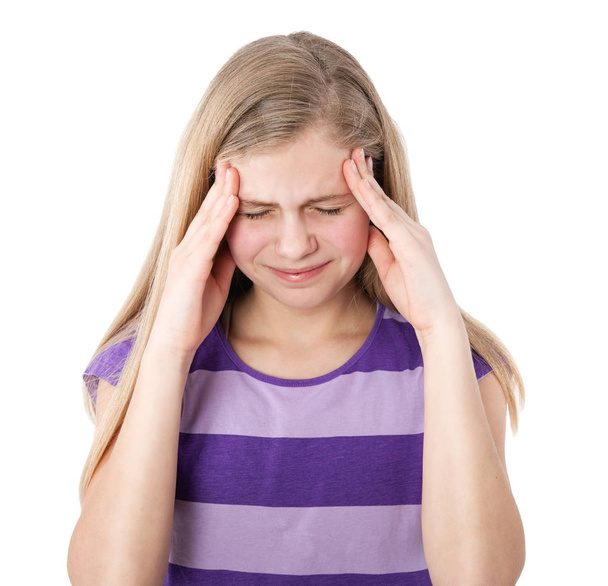 Menina com dor de cabeça
 - Foto, Imagem