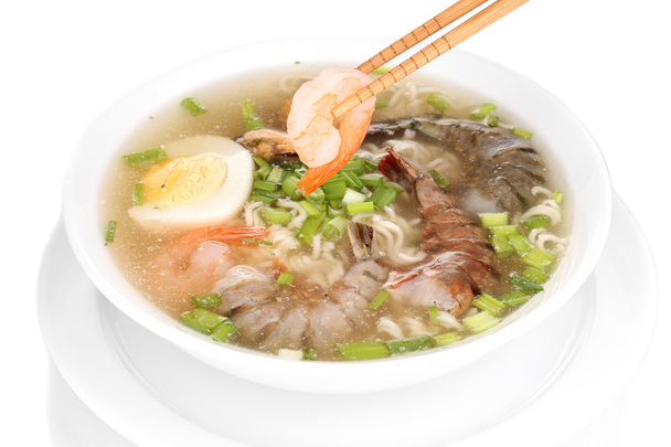 Chinese soup isolated on white - Φωτογραφία, εικόνα