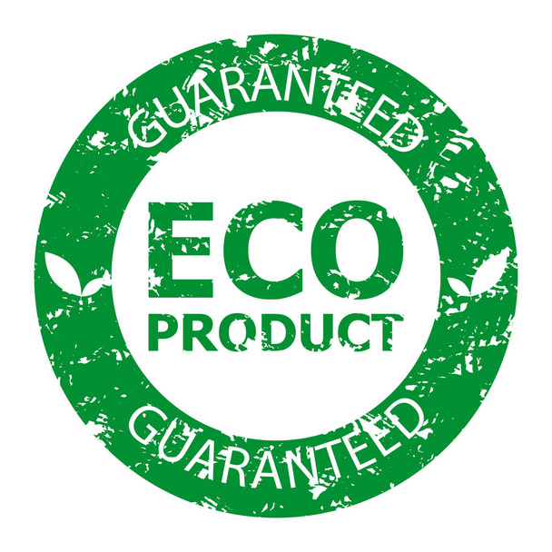 Guaranteed eco product rubber stamp green - Vektör, Görsel