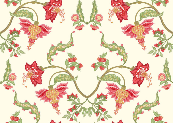 Seamless pattern with stylized ornamental flowers  - Wektor, obraz