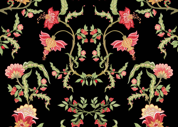 Seamless pattern with stylized ornamental flowers  - Vektori, kuva