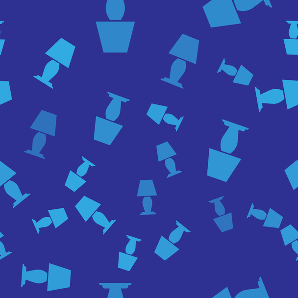 Icono de lámpara de mesa azul patrón inconsútil aislado sobre fondo azul. Ilustración vectorial
 - Vector, Imagen
