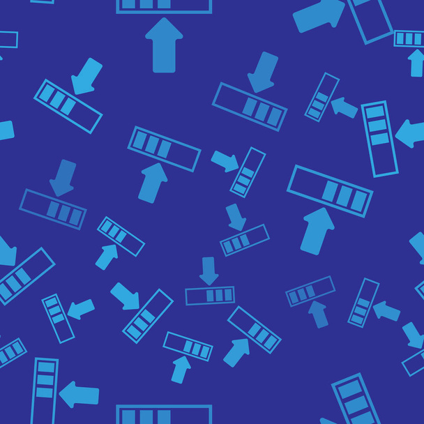 Μπλε εικονίδιο φόρτωσης απομονωμένη απρόσκοπτη μοτίβο σε μπλε φόντο. Λήψη σε εξέλιξη. Εικονίδιο γραμμής προόδου. Απεικόνιση διανυσματικών φορέων - Διάνυσμα, εικόνα